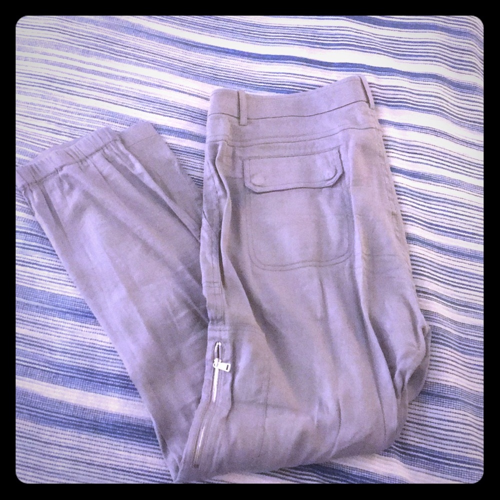 Gray linen cargo pants from Vince